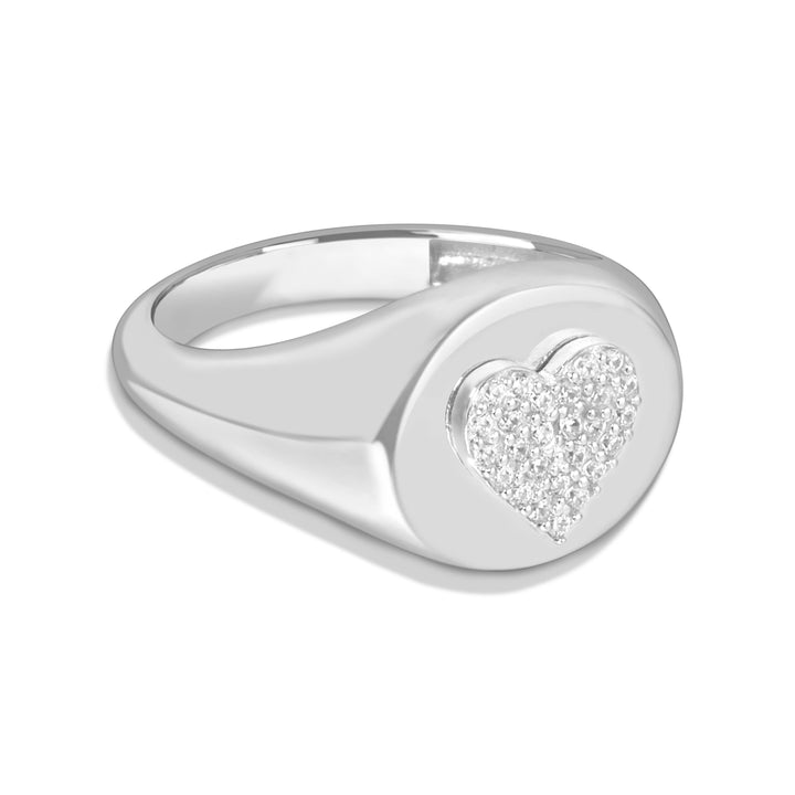 Amor Heart Pave Signet Ring