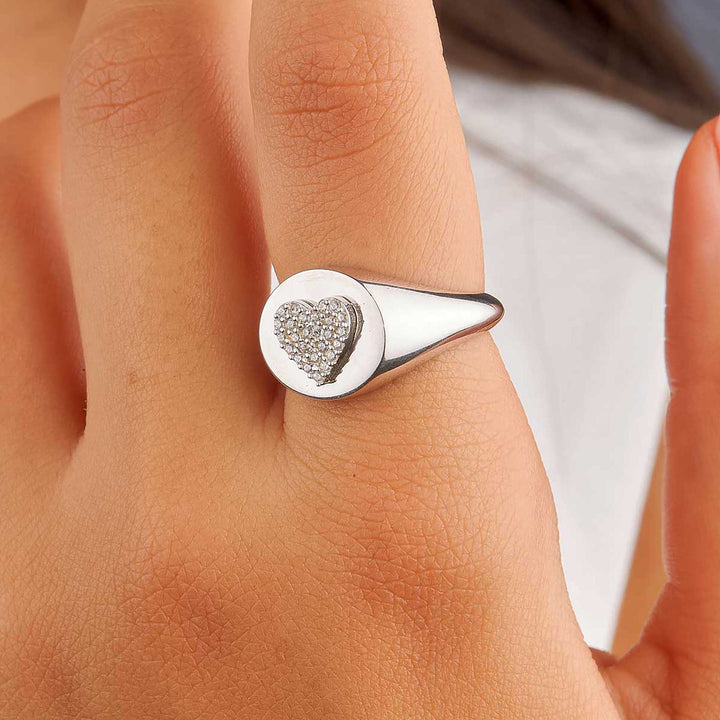 Amor Heart Pave Signet Ring