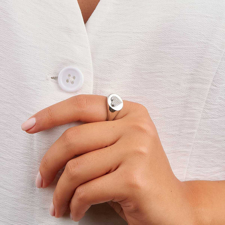 Amor Heart Pave Signet Ring