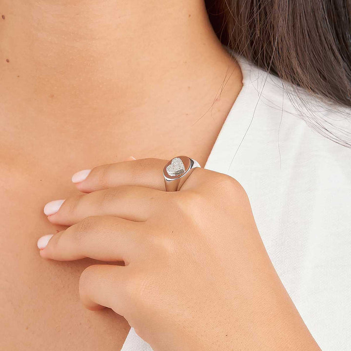 Amor Heart Pave Signet Ring