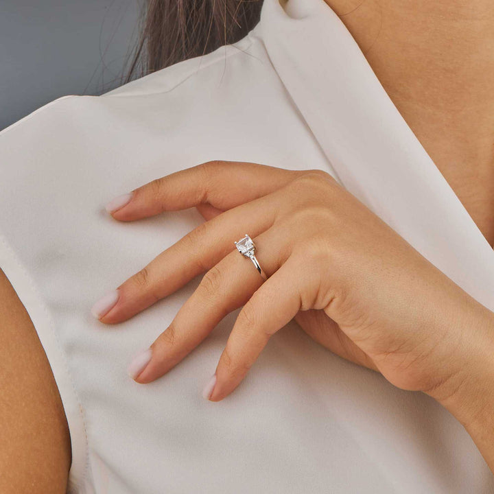 Seyran Solitaire Princess Cut Promise Ring