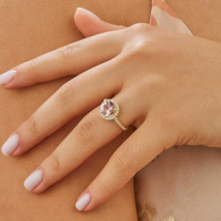 Marisol Halo Engagement Ring - Pink