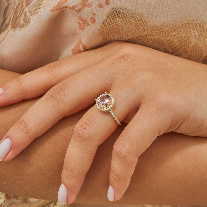 Marisol Halo Engagement Ring - Pink