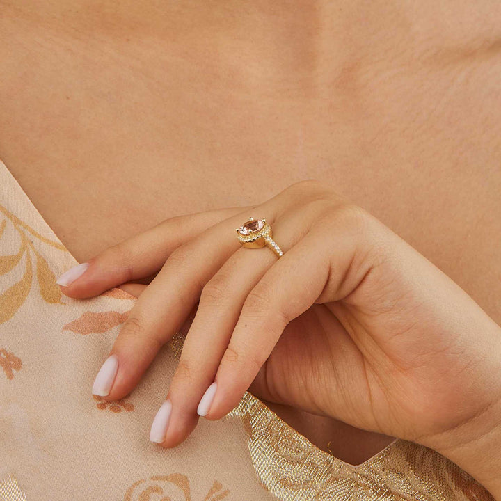 Marisol Halo Engagement Ring - Pink