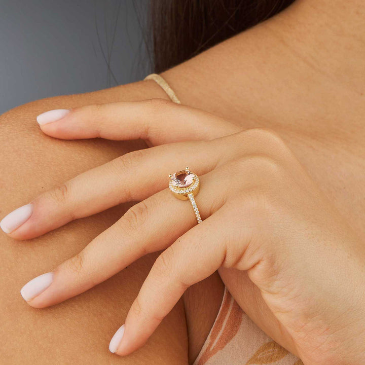 Marisol Halo Engagement Ring - Pink