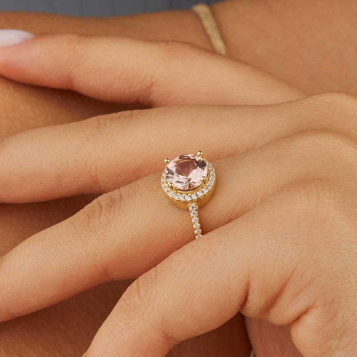Marisol Halo Engagement Ring - Pink