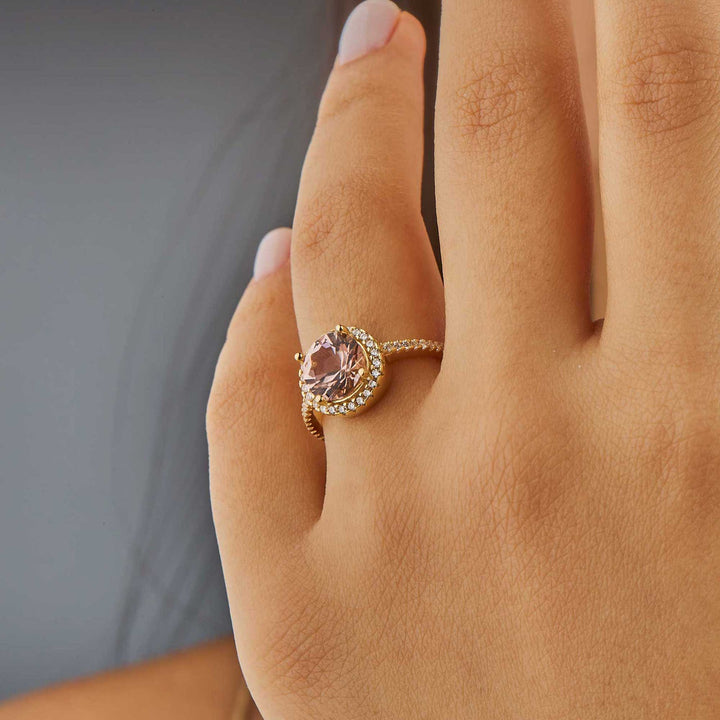 Marisol Halo Engagement Ring - Pink