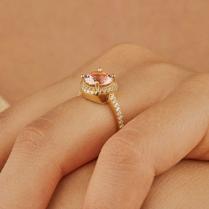 Marisol Halo Engagement Ring - Pink