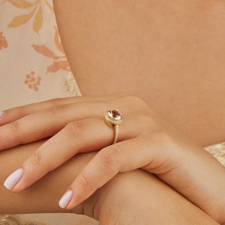 Marisol Halo Engagement Ring - Pink