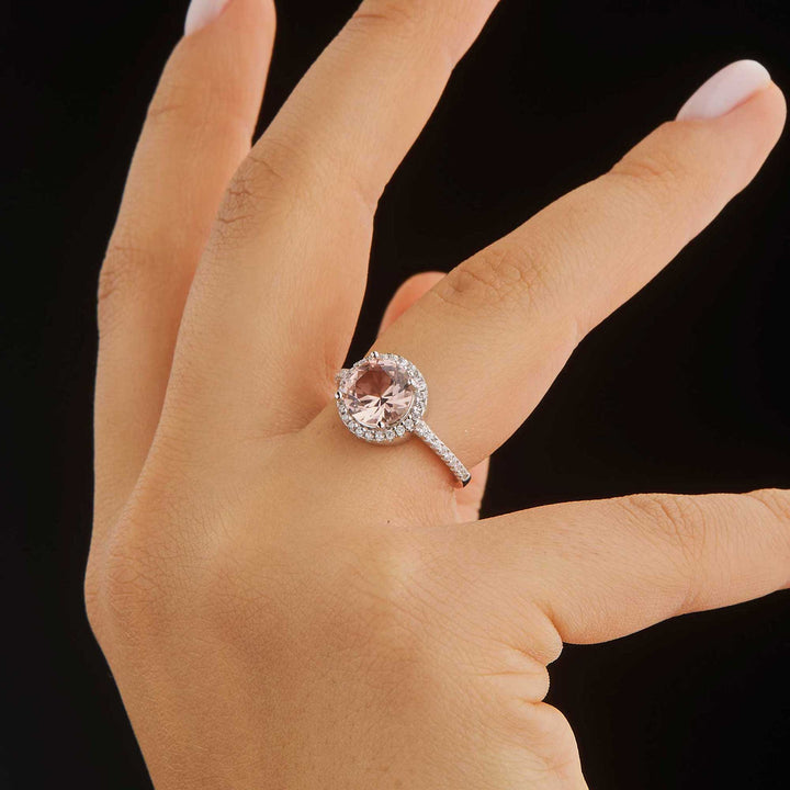 Marisol Halo Engagement Ring - Pink