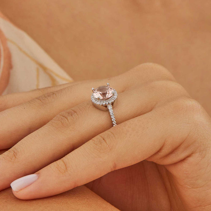 Marisol Halo Engagement Ring - Pink
