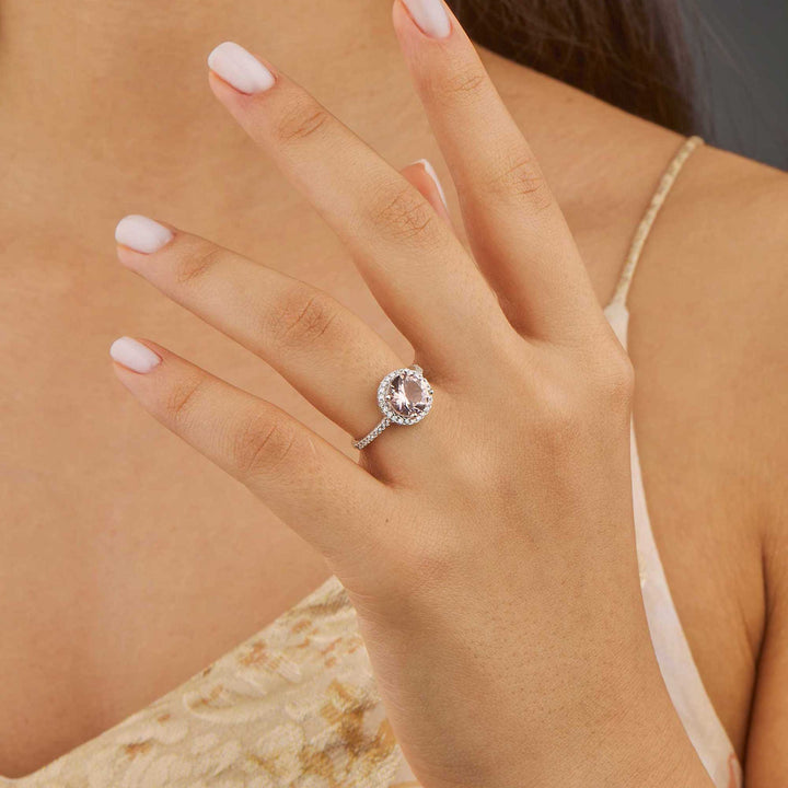 Marisol Halo Engagement Ring - Pink