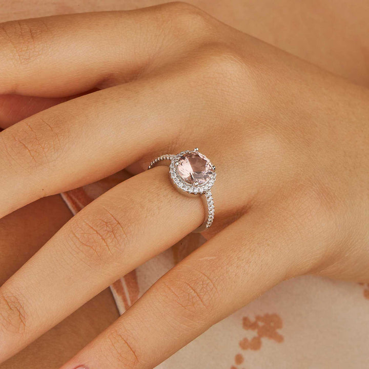 Marisol Halo Engagement Ring - Pink