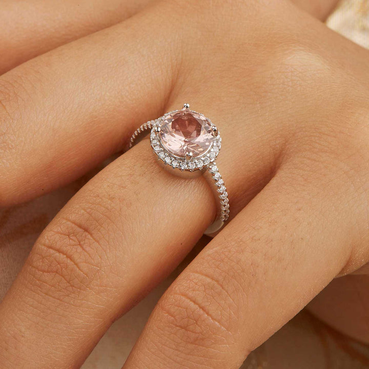 Marisol Halo Engagement Ring - Pink