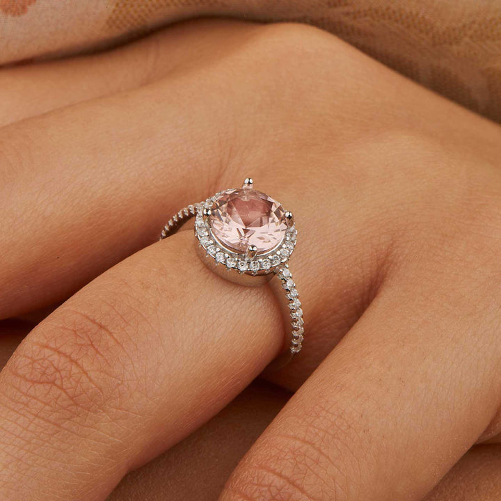 Marisol Halo Engagement Ring - Pink
