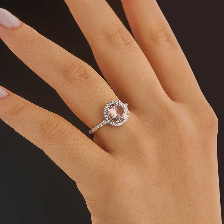 Marisol Halo Engagement Ring - Pink