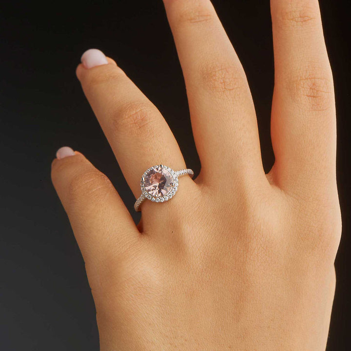 Marisol Halo Engagement Ring - Pink